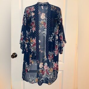 Xhilaration Navy Floral Kimono
